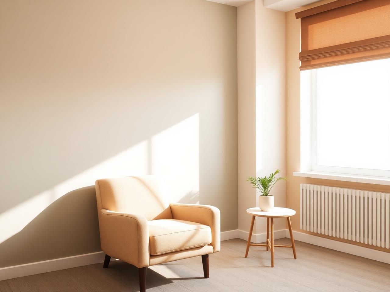 A peaceful, sunlit therapy office